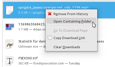 Firefox screenshot Firefox: Context menu (right click) -> Open Containing Folder