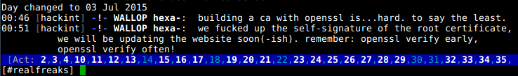 Kudos to hexa- for the clear communication. IRC wallop on hackint