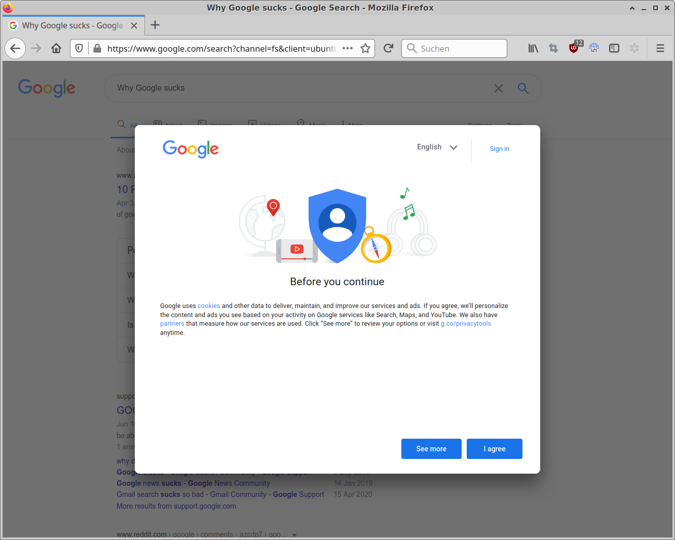 Google cookie consent pop-up