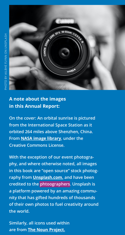 Speling ihs hart Thank you section for Unsplash from the Linux Foundation 2021 annual report