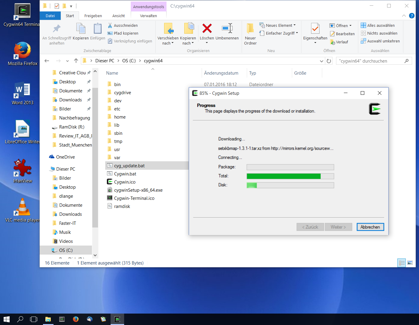 Cygwin update screenshot Cygwin update screenshot